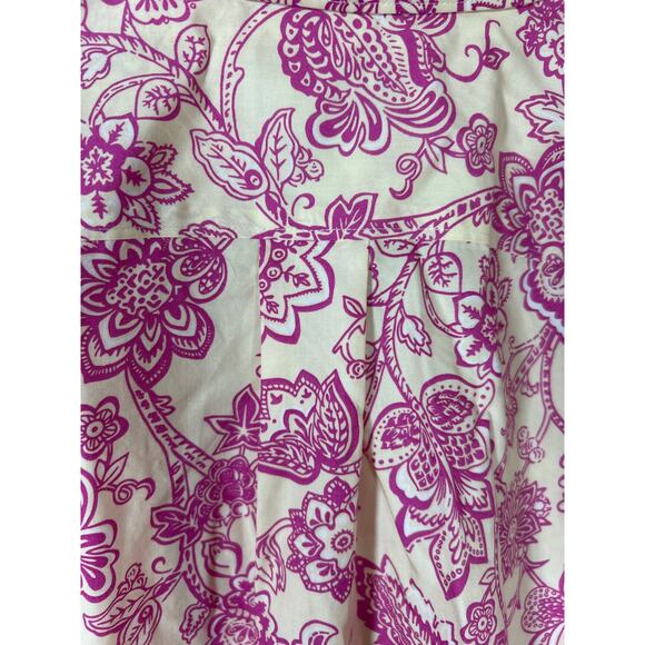 Lands End Button Up Tunic 12 Yellow Pink Floral No Iron Supima - Picture 10 of 12